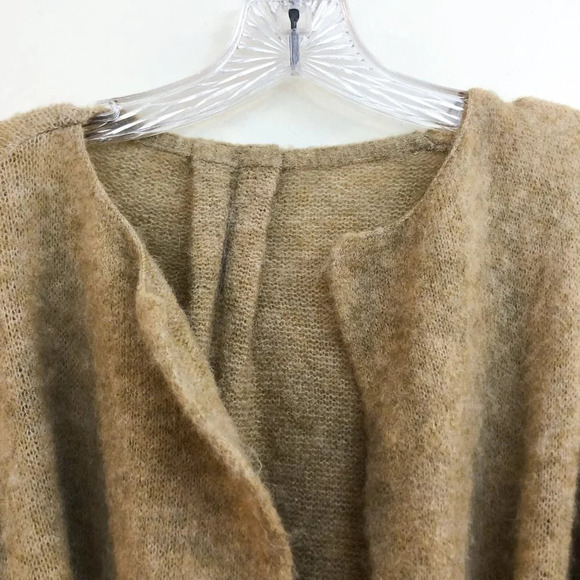 American Vintage Cream Tight Knit Tie Waist Open Quarter Sleeve Cardigan Sweater - Picture 6 of 10